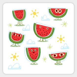 Cute watermelon characters Sticker